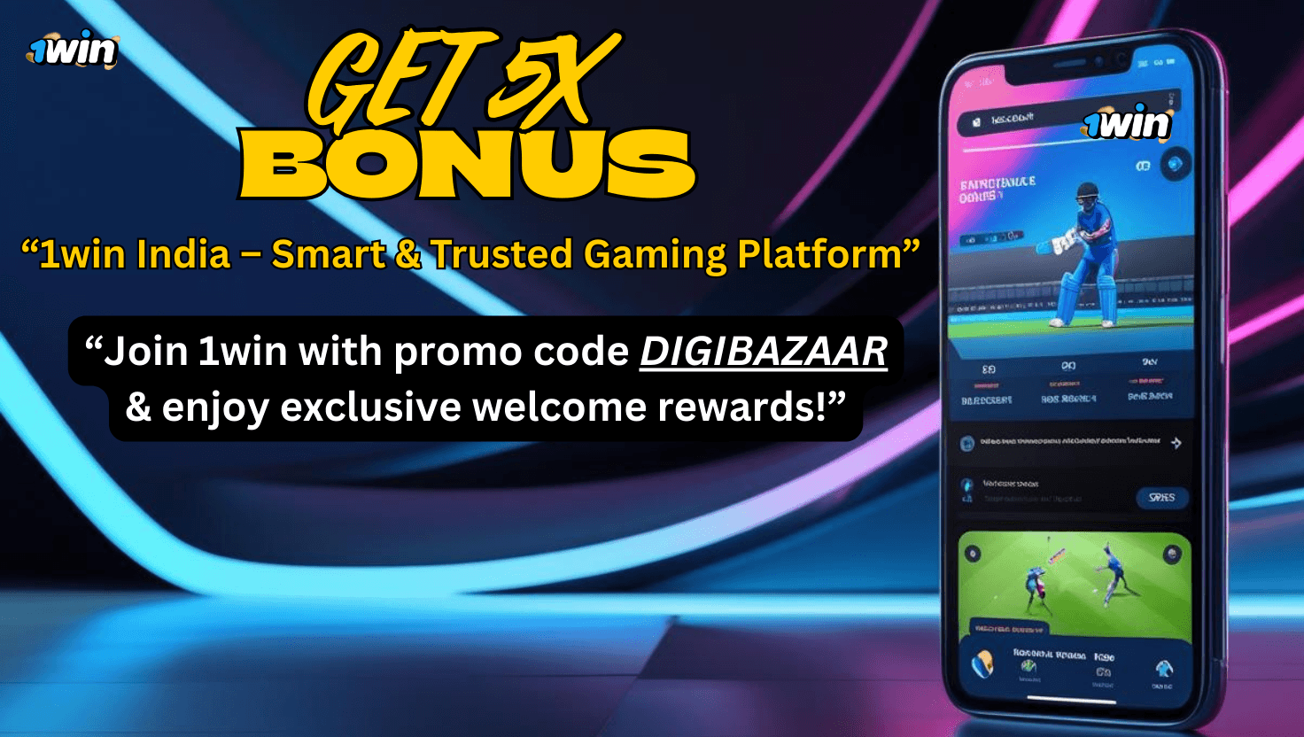 1win India official gaming platform mobile app mockup